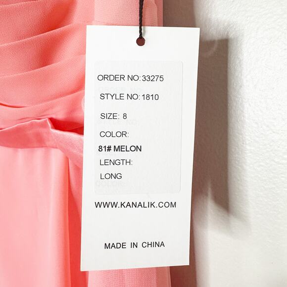 Kanali K Womens Dress Pink Melon Bridesmaid Gown NEW Unaltered - Picture 4 of 7